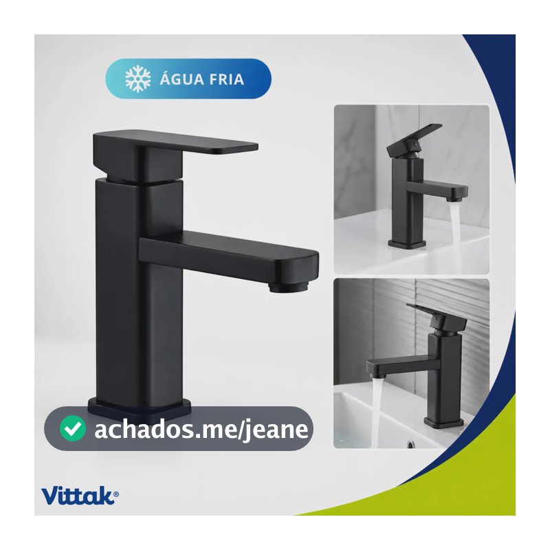 Vittak Torneira Para Banheiro Preto Fosco Água Fria Com Arejador Instalação Em Bancada Fácil Limpeza E Alta Durabilidade