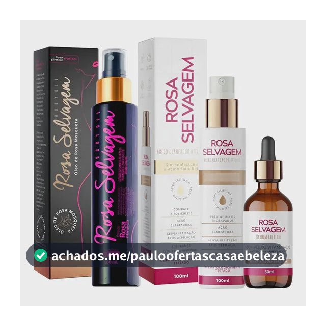 Kit Óleo Clareador + Ácido Clareador + Sérum - Rosa Selvagem