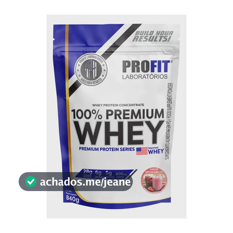Whey Protein 100% Concentrado Premium 840g Profit Morango
