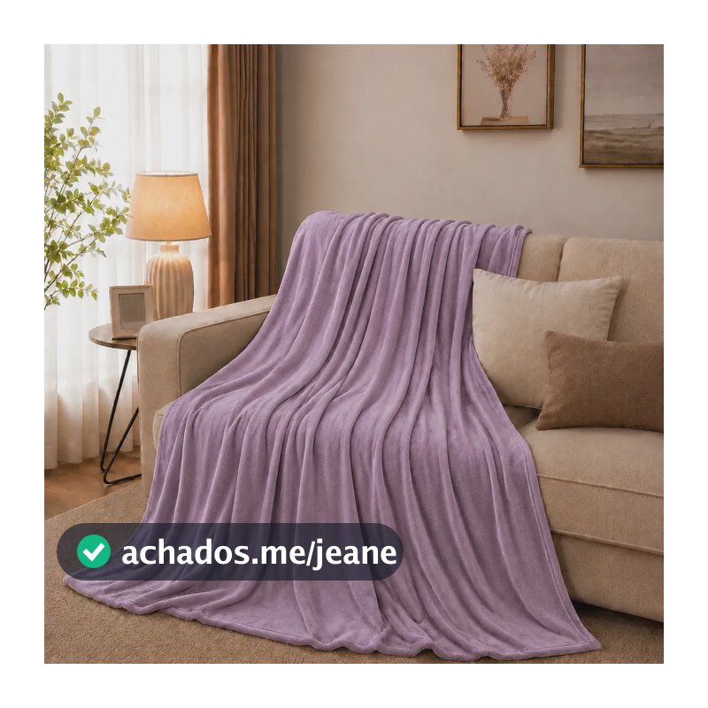 Manta Casal Microfibra Soft Aveludada 200x180 Nossa Casa Liso 630 G Lilás