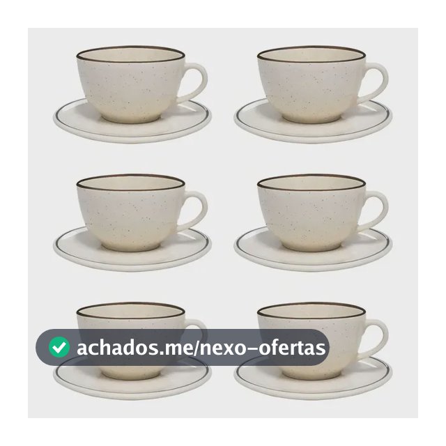 Jogo De 6 Xícaras Grandes 200 Ml Com Pires Unni Brisa Oxford