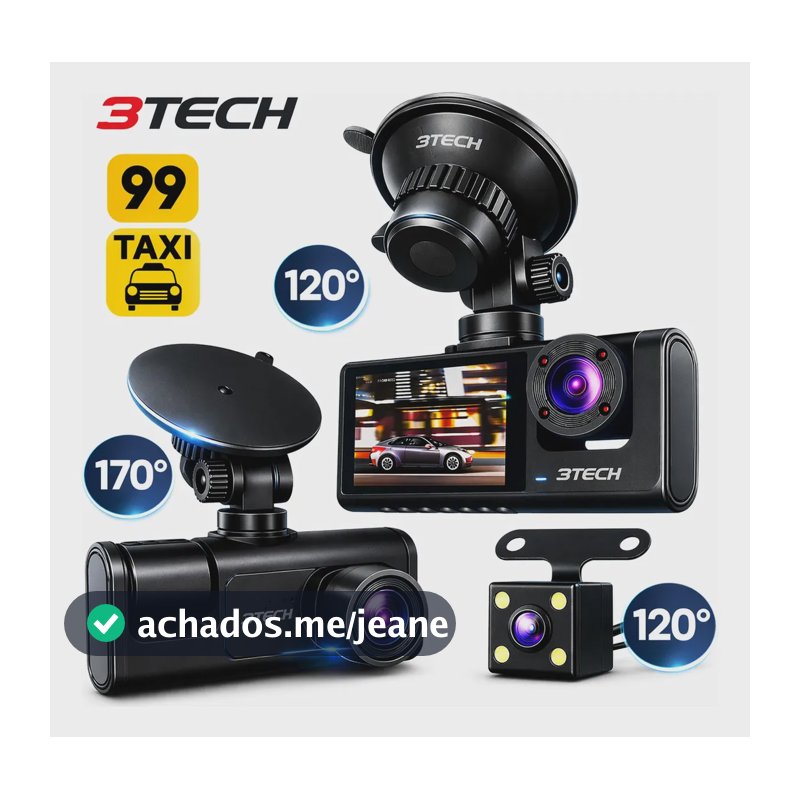 3 Câmera Automotiva Veicular Carro Hd Noturna 1080p Grava Preciso E Facil Instalacao 3tech