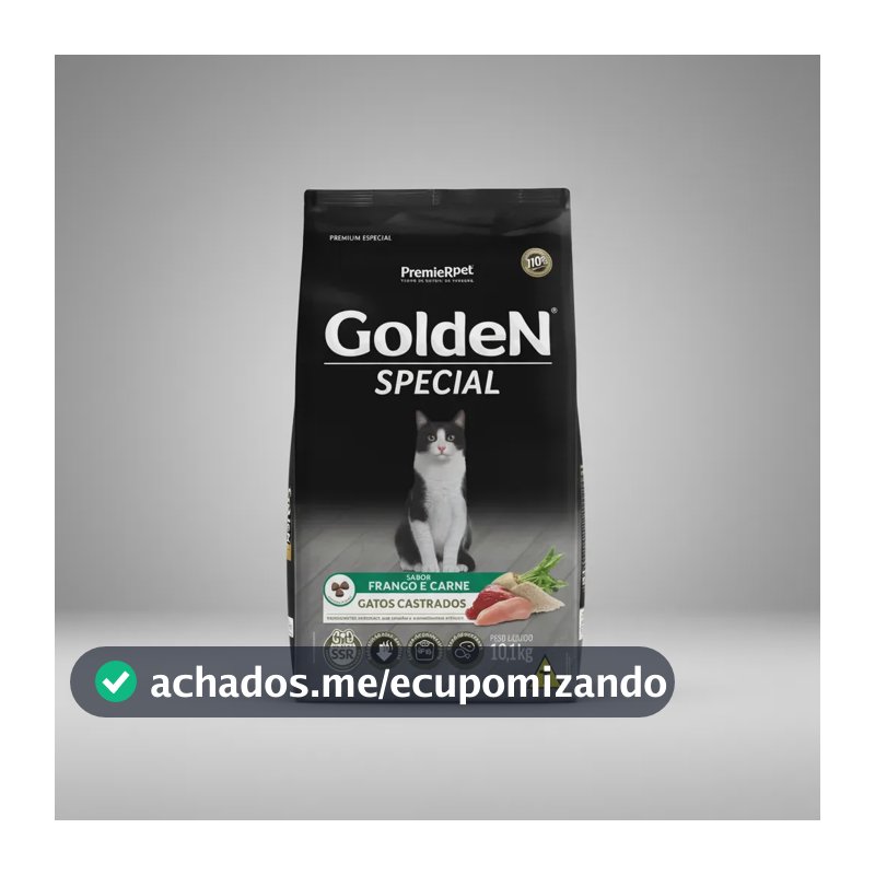 Racao Golden Gatos Special Castrados Sabor Frango E Carne 10.1 Kg