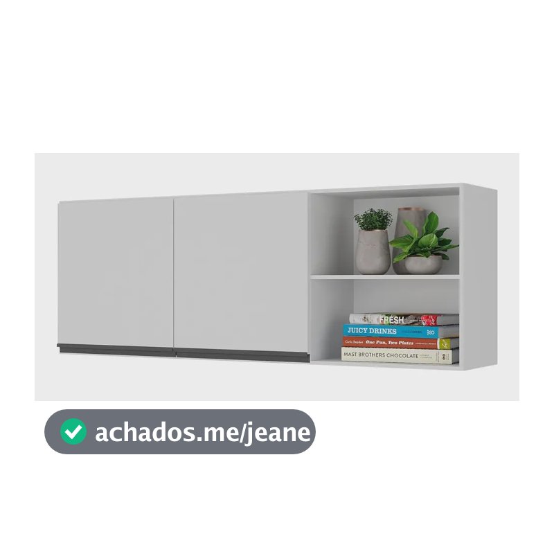 Armário de Cozinha Aéreo 150cm 2 Portas Veneza Multimóveis V3741 Cor Branco/preto