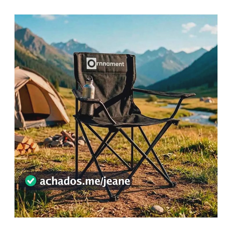 Cadeira Camping Portátil Dobrável Ornnament OCC-1 Praia Pesca Porta-Copos Bolsa Transporte 120kg Preta