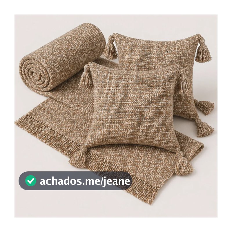 Kit Manta Para Sofá Viena + 2 Capas De Almofada 45x45 Algodão Decoração E Conforto