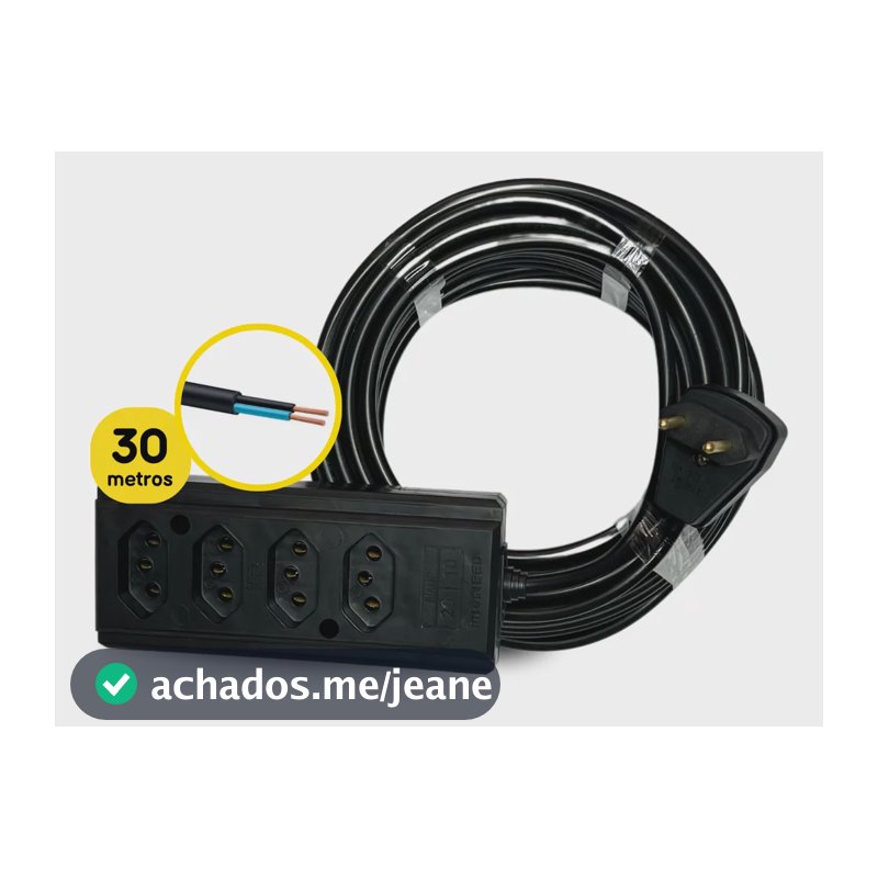 Extensão Elétrica Régua 4 Tomadas 30 Metros 10a/20a Pp 2x1.5