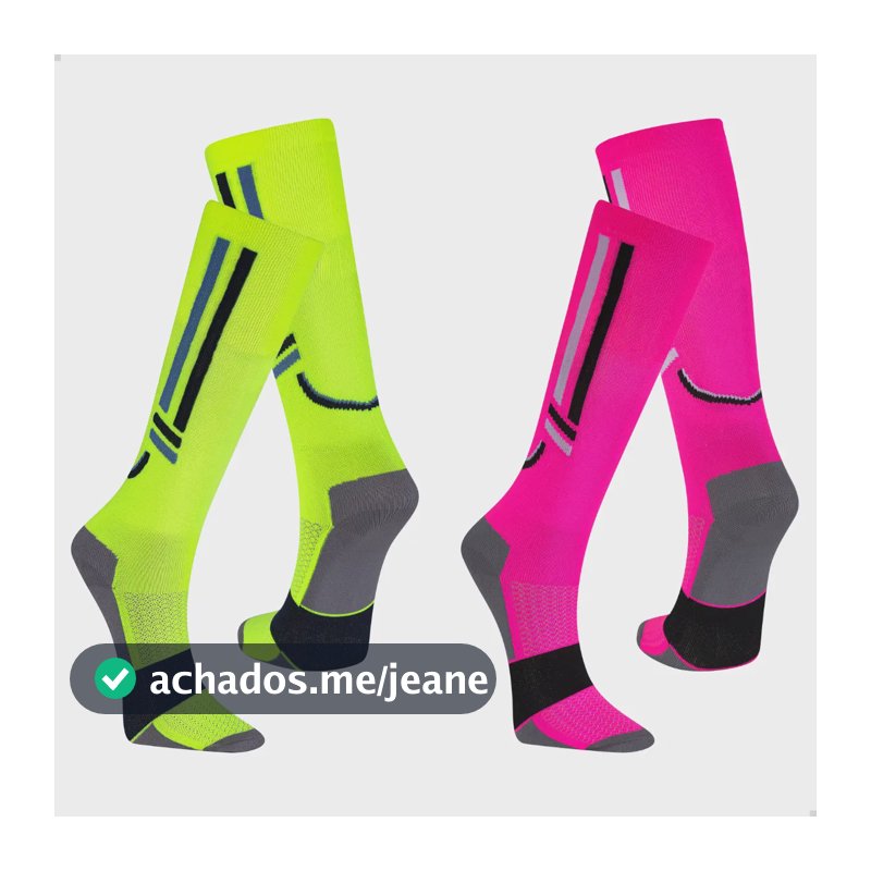 Kit 2 Pares Meia 3/4 Compressão Poliamida Corrida Ortopédica Limão Neon/pink Neon 37-40