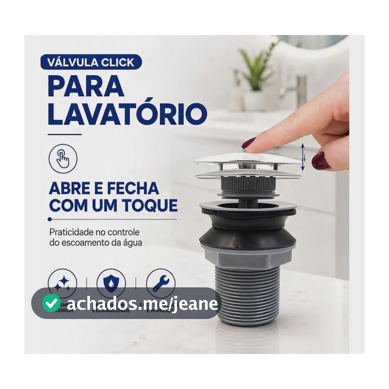 Válvula Click Aço Inox Para Cubas Pias De Lavatório E Tanque