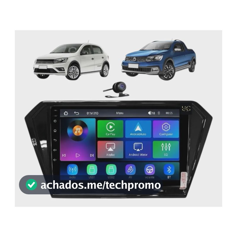 Central Multimídia 2 Din 9 Gol Voyage Saveiro G7 G8 2017-26 Blackpiano