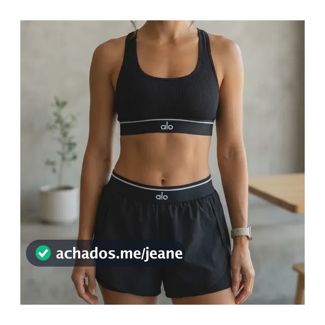 Conjunto Fitness Feminino Alo Top E Shorts Preto