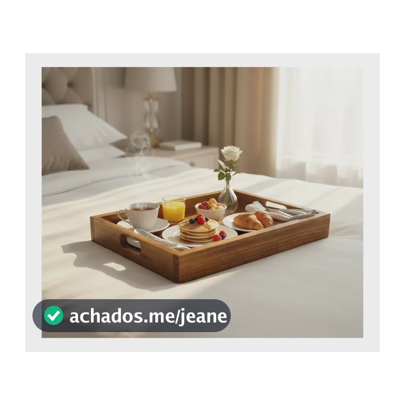Bandeja Decorativas De Madeira Maciça Café Casa 60x38 Tabaco