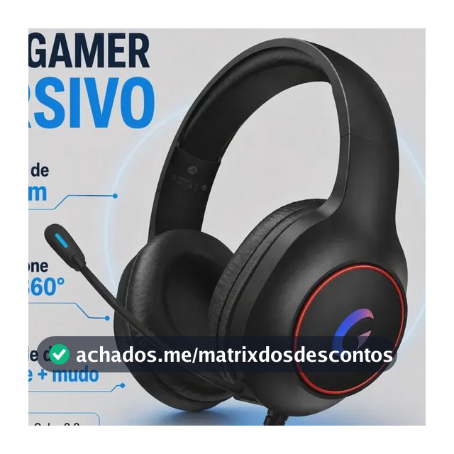 Headset Gamer OFVI C72P com Microfone Flexível e Luz LED para Xbox e PlayStation