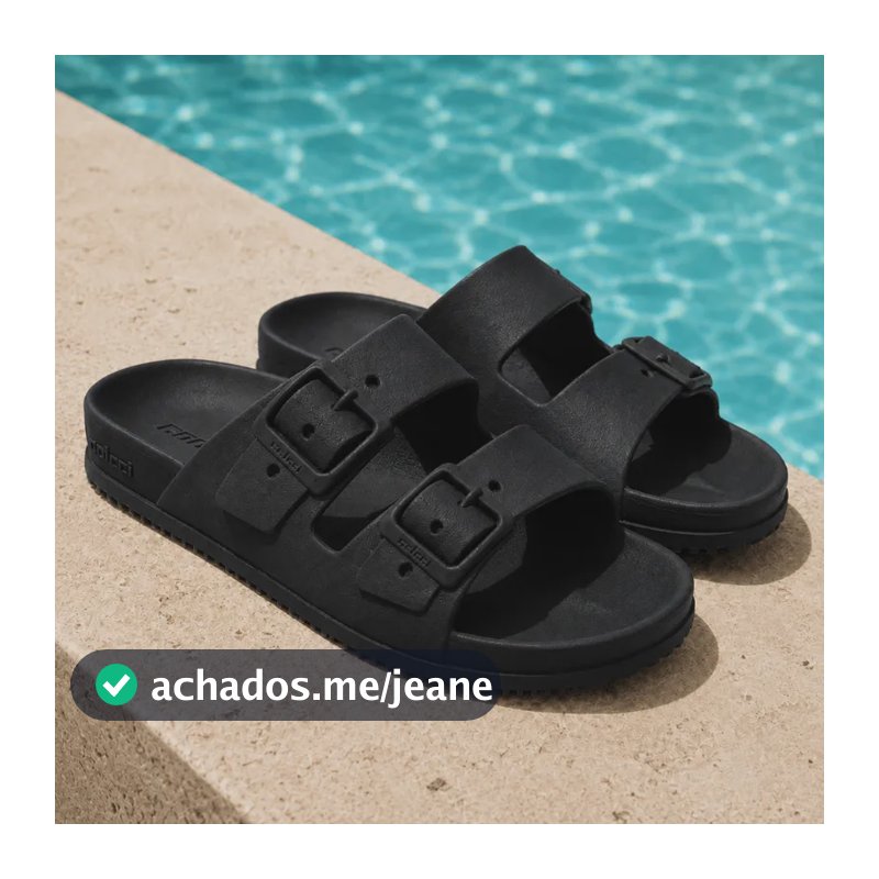 Sandália Birken Colcci Masculina 2 Tiras Fivelas Original Preto 43.44 Br