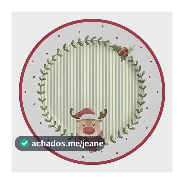 Jogo de 6 Pratos de Sobremesa Natal Ludic Redondos de Cerâmica Alleanza