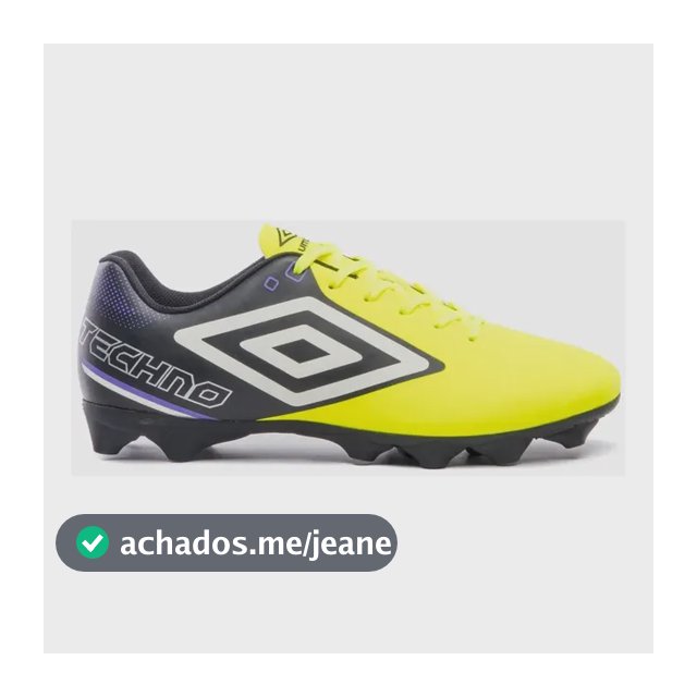 Chuteira Campo Masculino Techno Ii Rb Umbro Limao/preto/branco 39 Br
