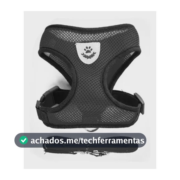 Coleira Peitoral Para Cachorro Pet Colete Refletivo + Guia Cor Preto Top Reflexível Tamanho da coleira M