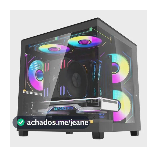 Gabinete Gamer Aigo Luna A275 Preto Mini-Tower com Lateral de Vidro e 3 Fans Rainbow