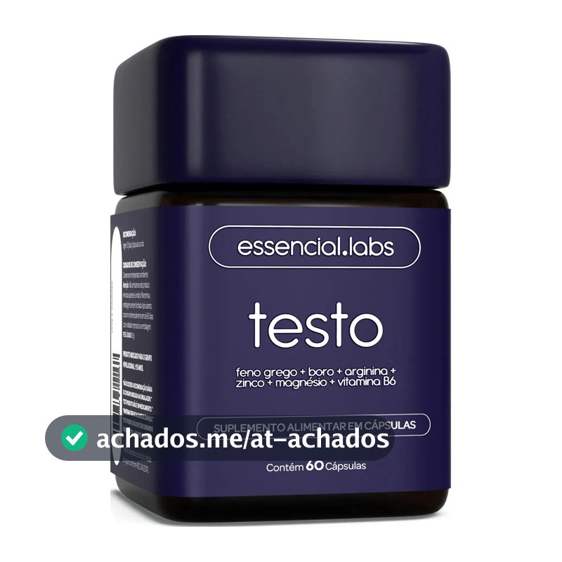 TESTO ESSENCIAL - Fórmula Exclusiva com Feno Grego + Boro + Arginina + ZMA + Vitamina B6 - 60 cápsulas