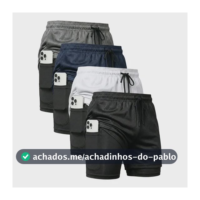 Kit 4 Shorts 2 Em 1 Duplo Dryfit Masculino Compressão Térmic