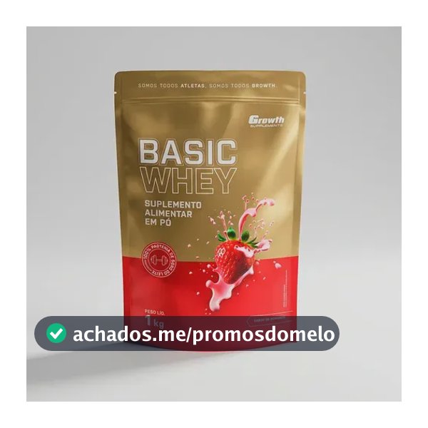Proteína Growth Supplements Basic Whey Pro em pó sabor Morango x 1kg