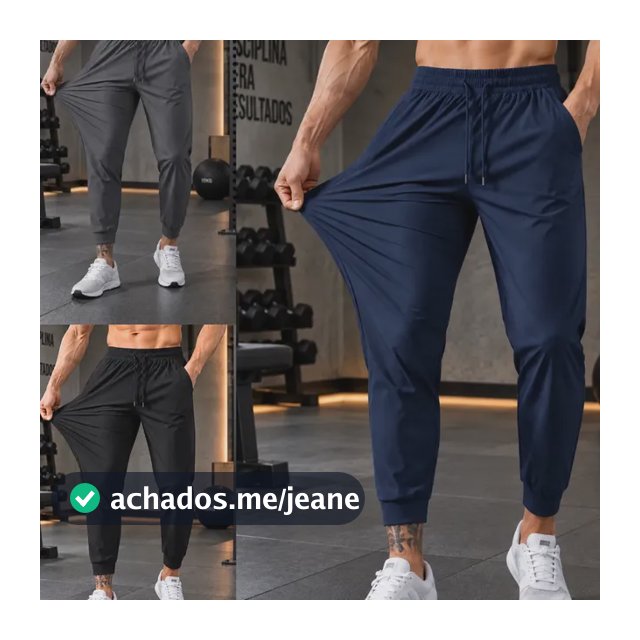 Kit 3 Calça Tactel Jogger Masculina Elastano Treino Affluere