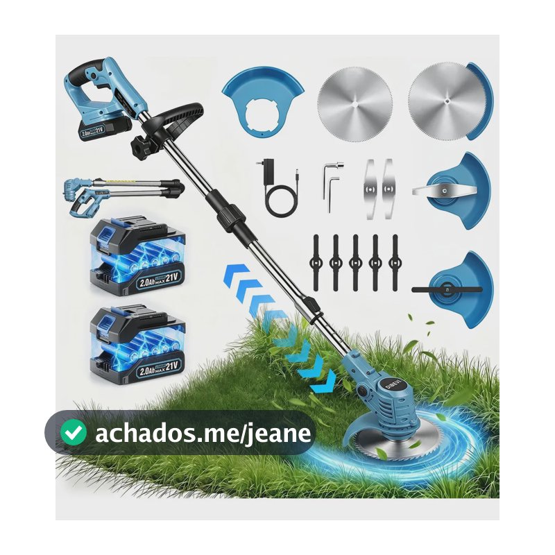 Roçadeira C/Bateria 1000w Alta Potência Com Lâminas Dobevi Azul-aço