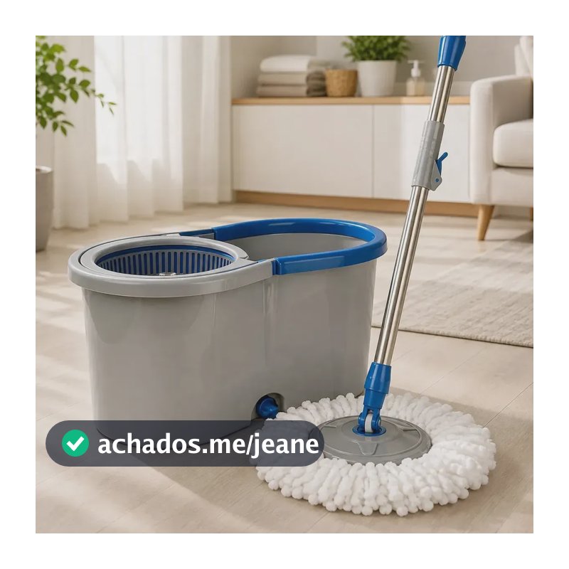 Mop Giratório Limpeza Balde Duplo Esfregão Microfibra Cabo Inox