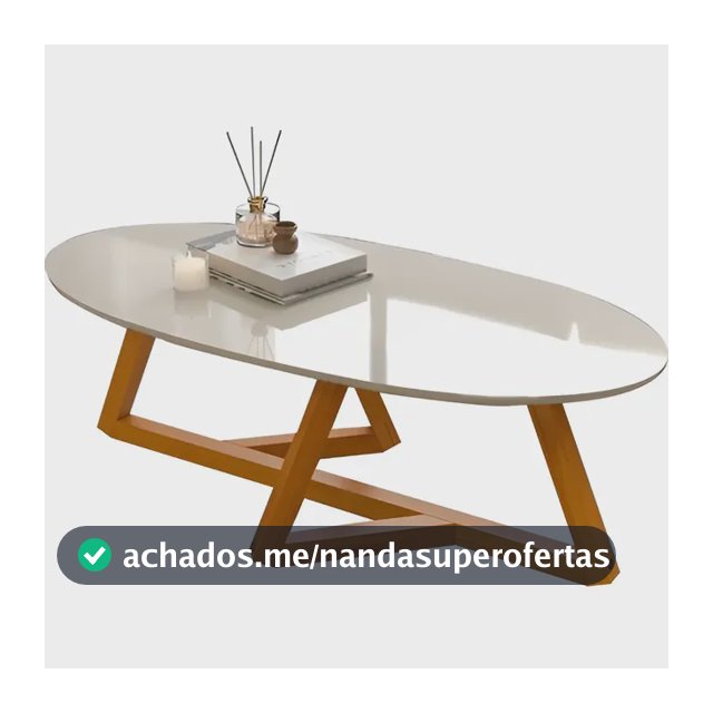 Mesa Mesinha Centro Sala De Casa Cor Oval Off White Full Off White/nature
