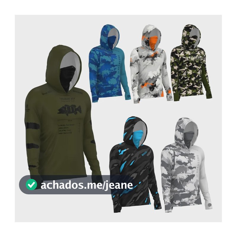 Camisa De Pesca Mar Negro Com Capuz E Buff Todas As Cores Cichila Temensis G2