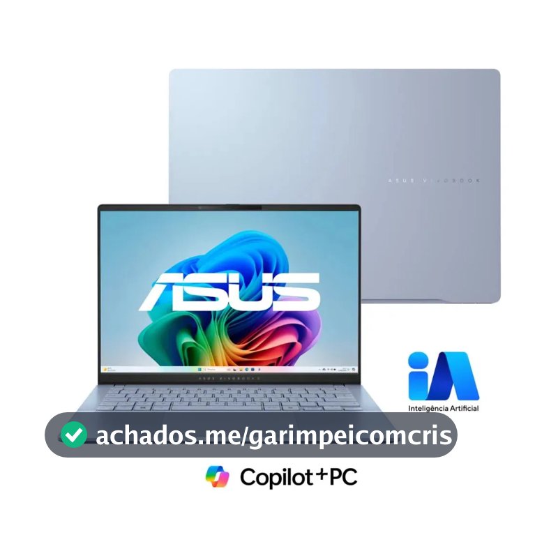 Notebook ASUS Vivobook S 14 S5406SA Copilot+ PC Intel Core Ultra 7 256 V 16GB RAM 512GB SSD Windows 11 Home 14" OLED Mist Blue QD299W