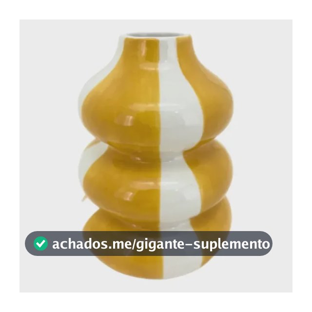 Vaso Ceramica Listrado Amarelo Moderno 9x9x12cm Tuut Amarelo Listras