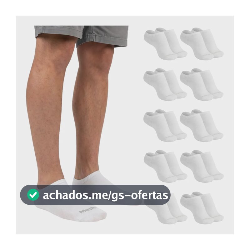 Kit 10 Pares Meia Invisível Soquete Algodão Confortável Mash 10 Brancas Meia Invisível Meia Cano Curto Meia Masculina Meia Feminina G ( 39 A 44 ) Meia Masculina Meia Feminina Meia Algodão