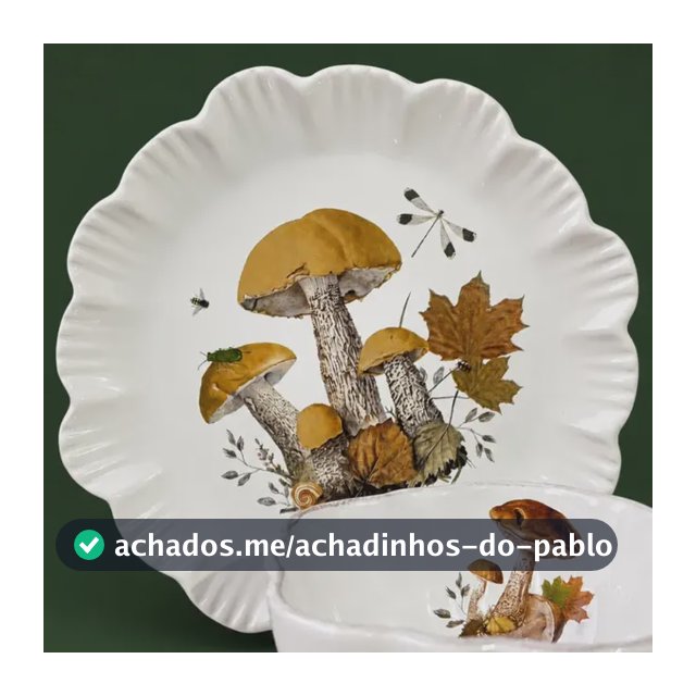 Kit Prato Sobremesa E Bowl Cerâmica Scalla Champignons