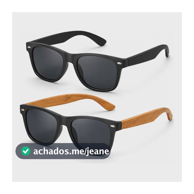 Kit 2 Oculos De Sol Unissex Polarizado Preto Efeito Madeira Preto Marrom-claro