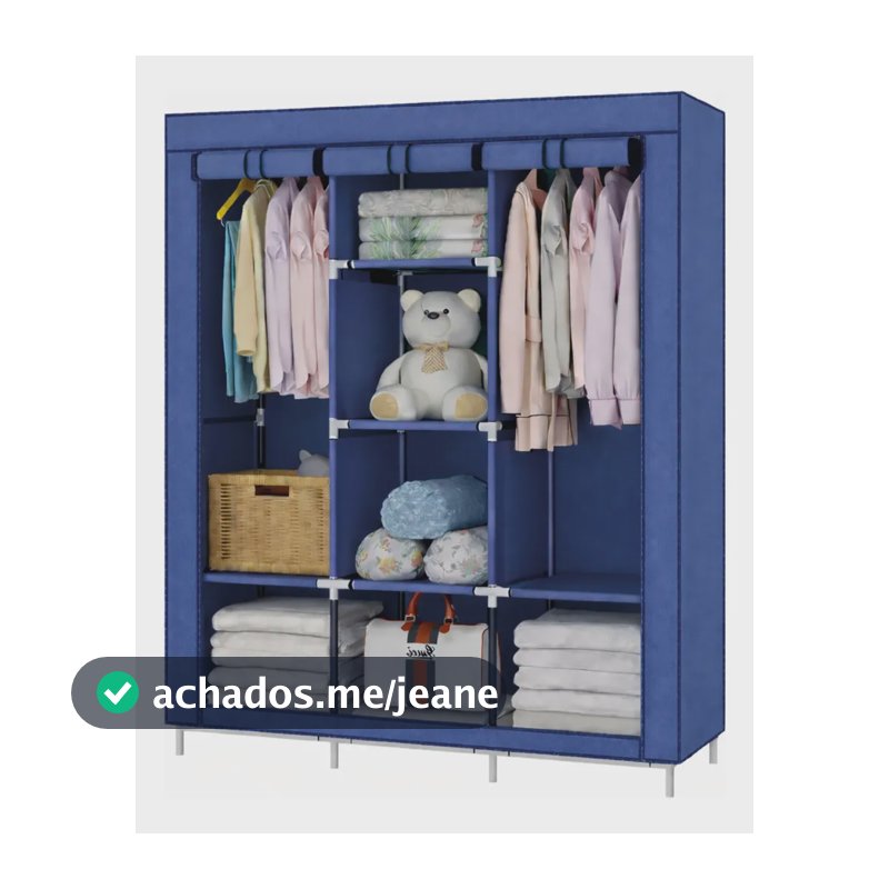 Armário Guarda Roupa Organizador Dobrável Desmontável Cor Azul