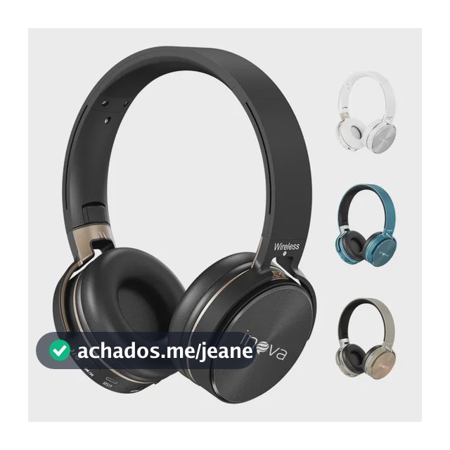 Fone de Ouvido Over-Ear Inova BT-950 Bluetooth 5.2 Sem Fio com Microfone e Redução de Ruído para Celular e Notebook