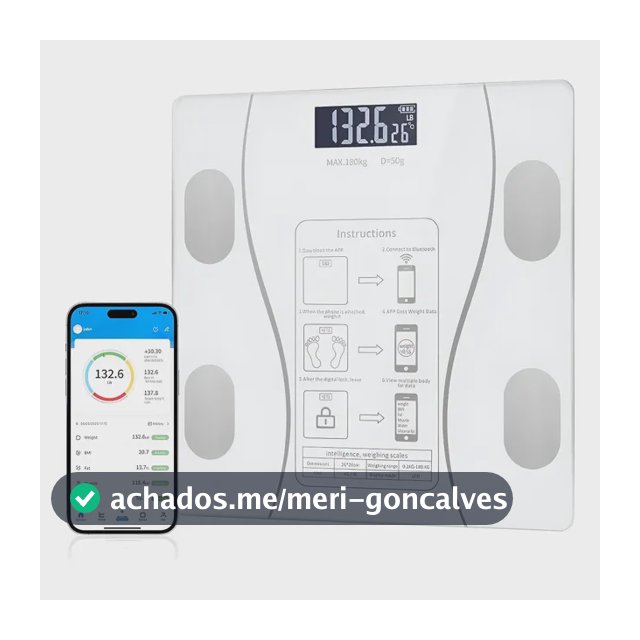 Digital Balança Bioimpedância Imc Aplicativo Bluetooth 180kg