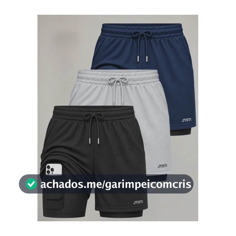 Kit 3 Bermudas 2 Em 1 Short Duplo Masculino Academia Treino Preto-cinza-marinho Liso G