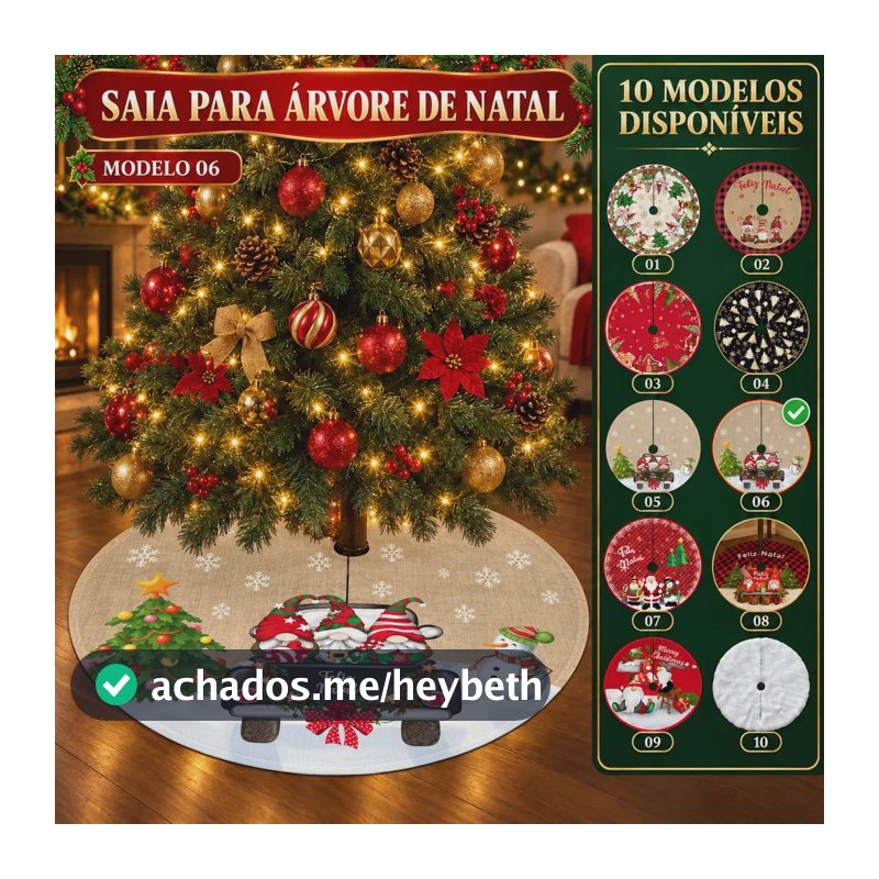 Saia Tapete Base Árvore De Natal Decoração Papai Noel Enfeite Natalino Luxo Modelo 6 Luvinco