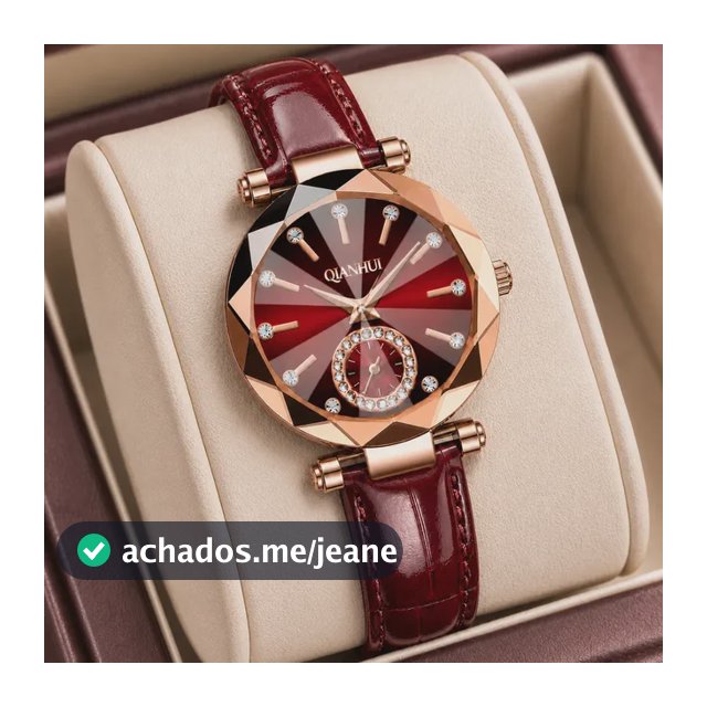 Relógio Feminino Quartz Vinho Rosé Couro Strass Elegante