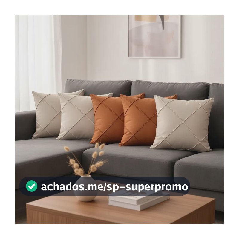 Kit 4 Capa Almofada Suede Drapeada Toque Macio Luxo Bege / Terracota Liso