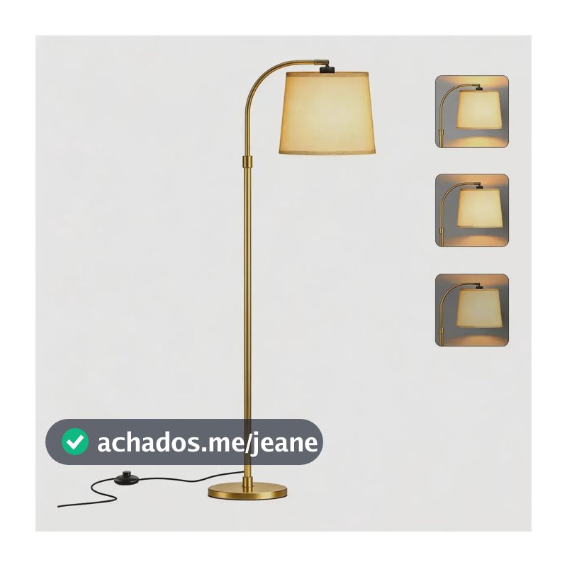 Luminária Chão 1,7m Piso Arco Lustre Metal 3 Niveis De Luz