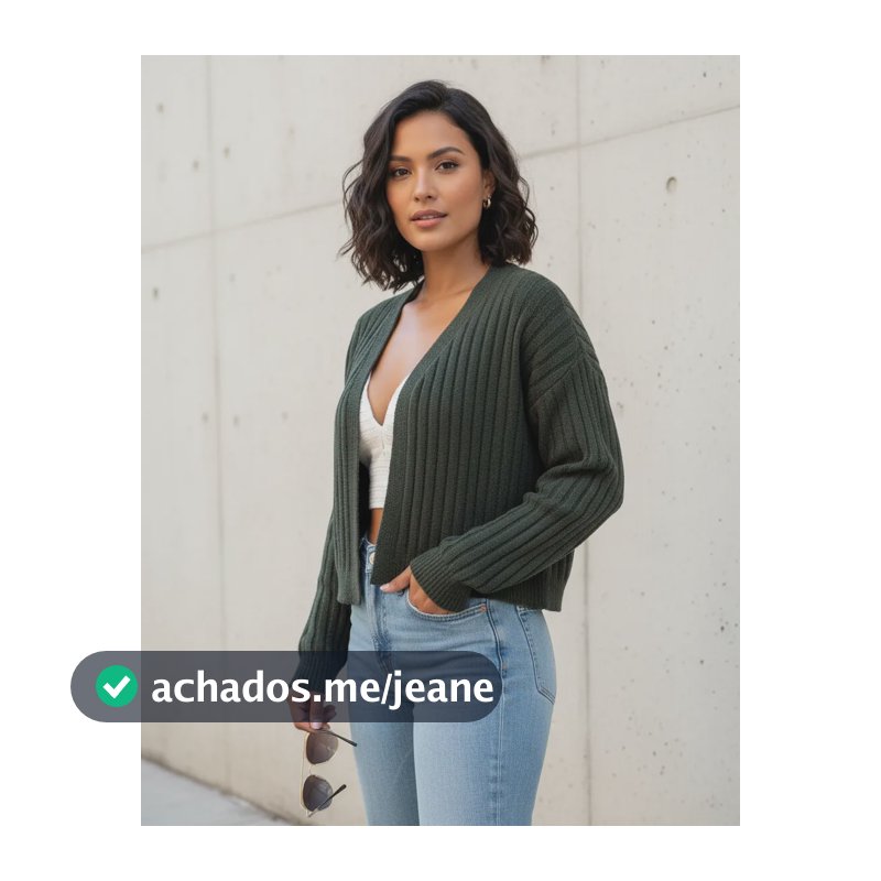 Casaco Feminino Inverno Tricô Cardiga Manga Bufante Elegante Verde Un