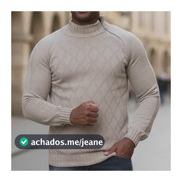 Blusa Masculina Tricô Suéter Zíper Lateral  Moderna 7143