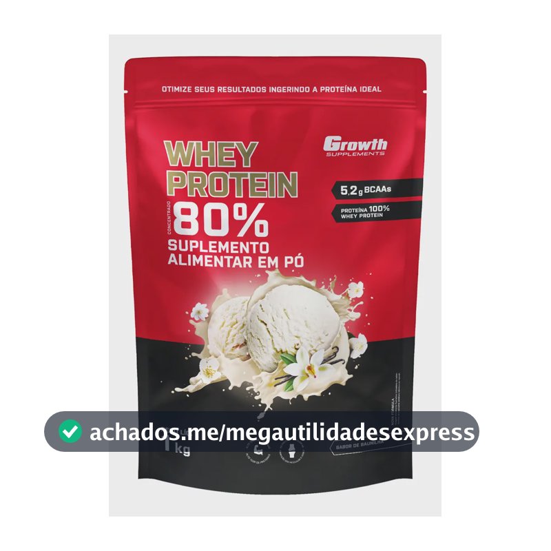 Whey Protein Growth Concentrado 1kg – Sabor Baunilha