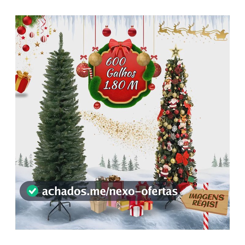 Árvore Natal Slim 1,80m 600 Galhos Pinheiro Tradicional Fina Luxo Cheia Luvinco