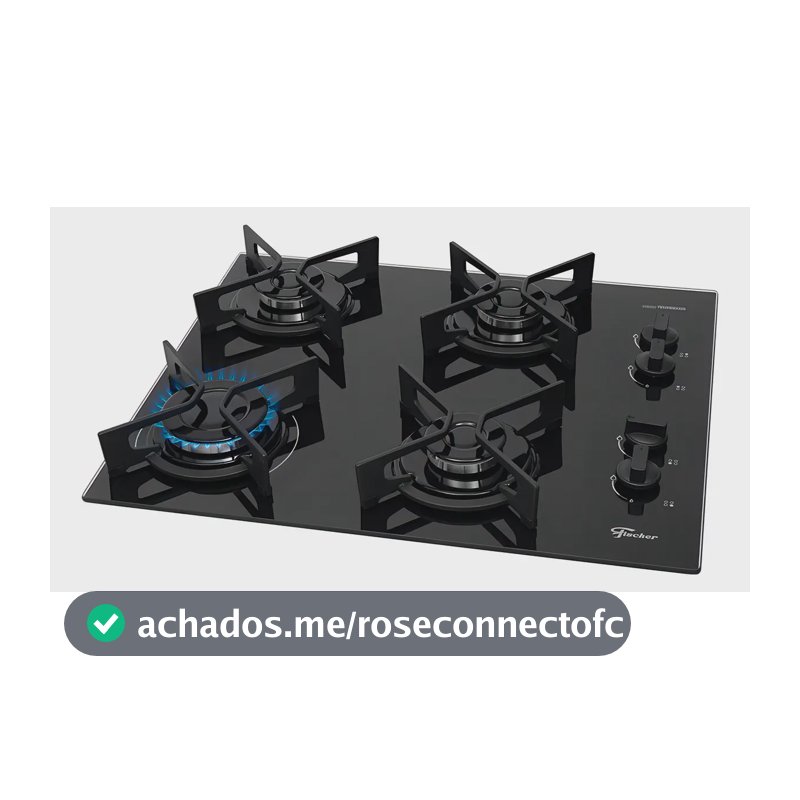 Cooktop Fit Line Fischer 4 Bocas Chama Rapida Trempe Iron Vidro Preto