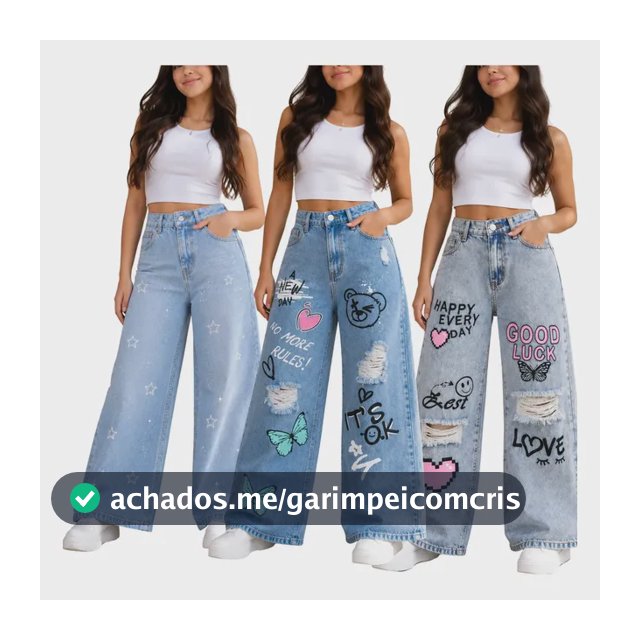 Kit 3 Calças Wide Leg Jeans Menina Infantil E Juvenil Menina
