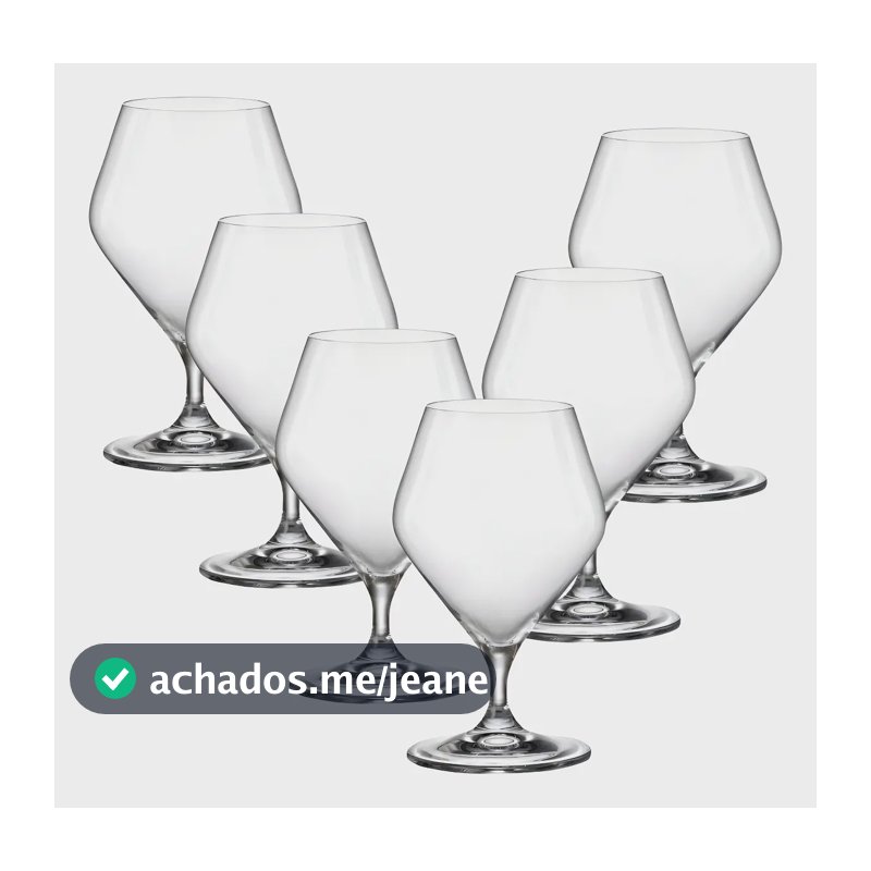 Jogo 6 Taças Cristal Titanio Bohemia para Cognac 395ml Transparente